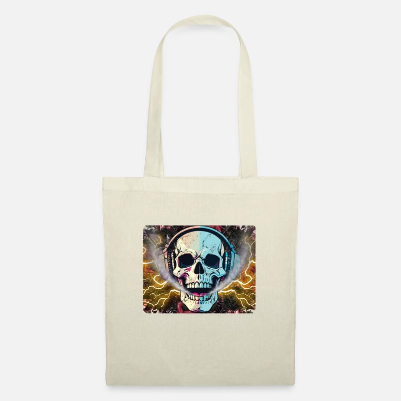 Neon Skull Beats/Psychedelic Soundwave Skull - Stoffbeutel - Natur