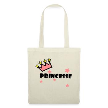 princesse,couronne,étoiles - Sac en tissu - nature - Devant