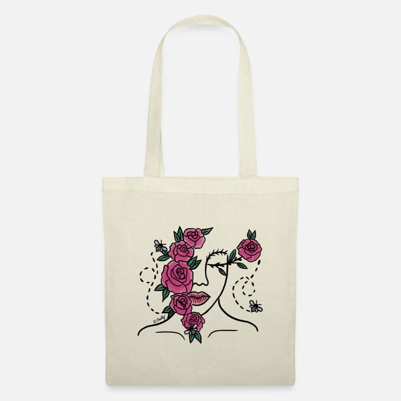Rose & Bee Lady - Stoffbeutel - Natur