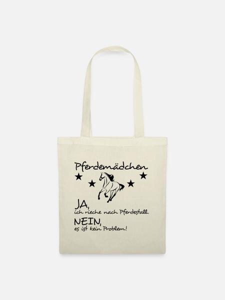 Pferdemädchen T-Shirt Kinder Pferde Reiten - Stoffbeutel - Natur