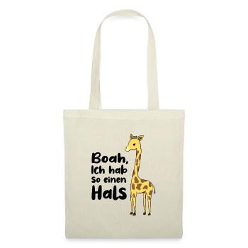 Lustige Giraffe, Boah ich hab so einen Hals Dunkel - Stoffbeutel - Natur - Vorne
