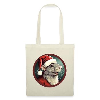 Ratte Weihnachten - Stoffbeutel - Natur - Vorne
