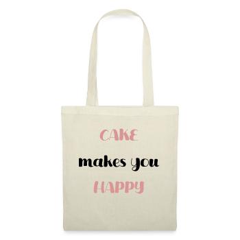 Cake makes you happy - pink design - Stoffbeutel - Natur - Vorne