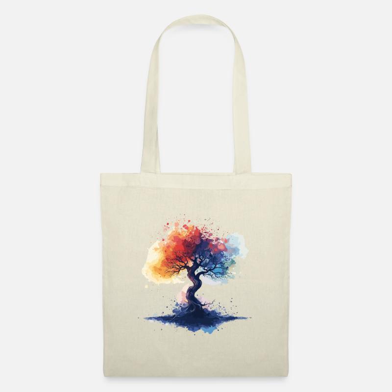 Baum bunt Aquarell Stil - Stoffbeutel - Natur