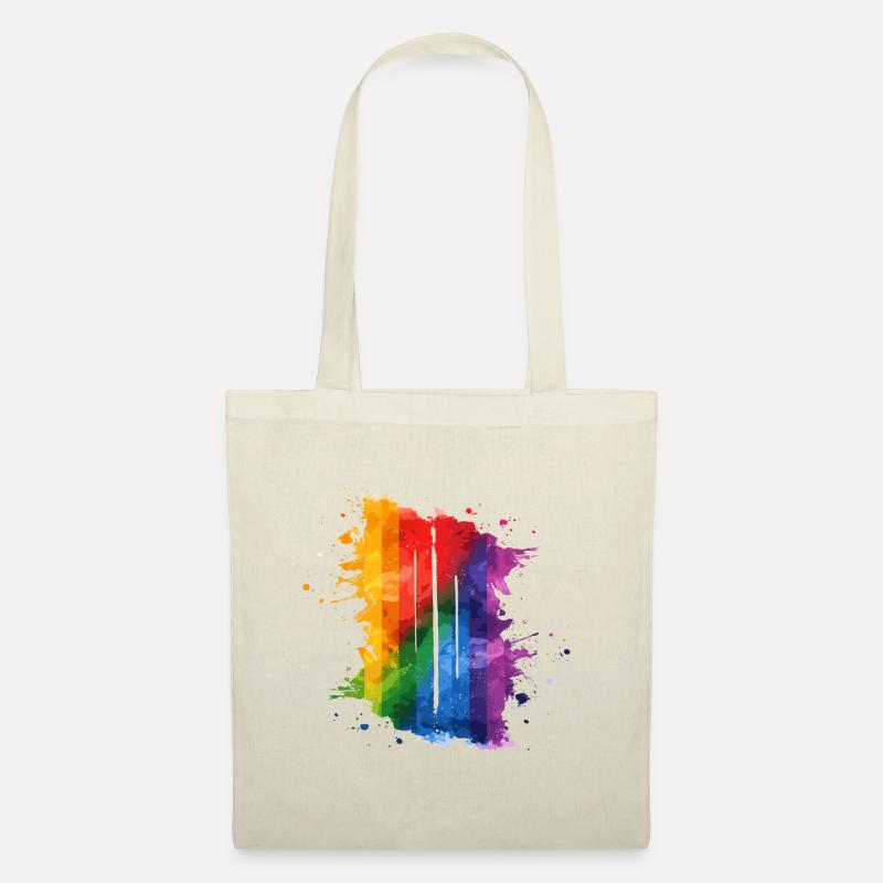 Regenbogen Kleckse Malerei - Stoffbeutel - Natur