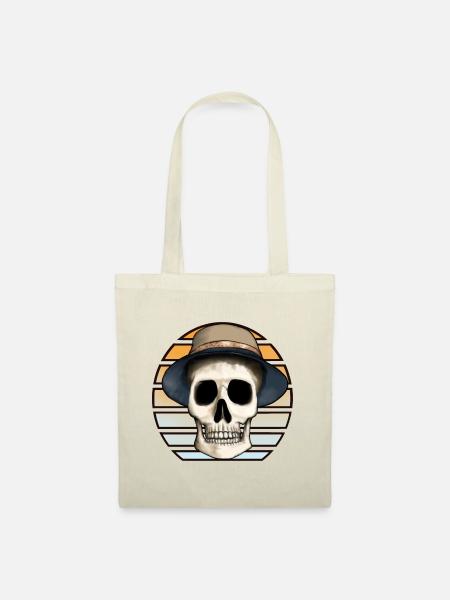 Totenkopf mit Hut - Stoffbeutel - Natur