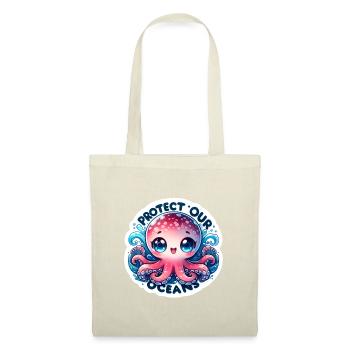 Protect Our Oceans Chibi Cute Octopus Earth Day - Tote Bag - nature - Front