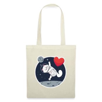 Chat astronaute solitaire attrapant cœur - Sac en tissu - nature - Devant