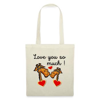 JE T’AIME TELLEMENT COUPLE GIRAFE - Sac en tissu - nature - Devant
