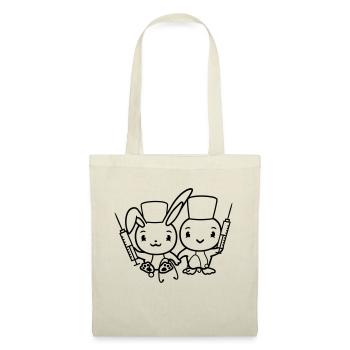 Bunny Bird Chick Doctor Seringue Équipe 2 Amis Équipage - Sac en tissu - nature - Devant