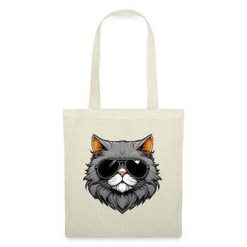 Zen-Katze mit Sonnenbrille - Stoffbeutel - Natur - Vorne