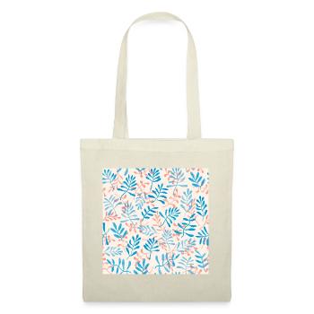 Design mit blauem und korallenfarbenem Zweig - Stoffbeutel - Natur - Vorne