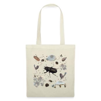 Scarabée cerf avec des pommes de pin et des champignons - Sac en tissu - nature - Devant