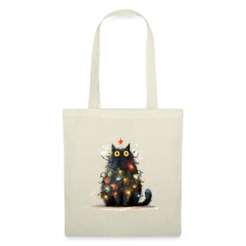 Chat de Noël Chat Noir comme Sapin de Noël - Sac en tissu - nature - Devant