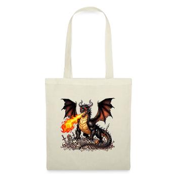 Black dragon standing on the skeletons of daredevils - Tote Bag - nature - Front