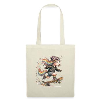 Licorne patineuse avec crinière arc-en-ciel - Sac en tissu - nature - Devant