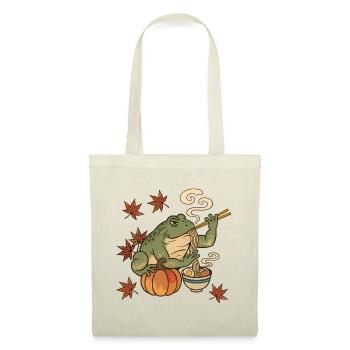 Herbstfrosch mit Ramen und Kürbis - Stoffbeutel - Natur - Vorne