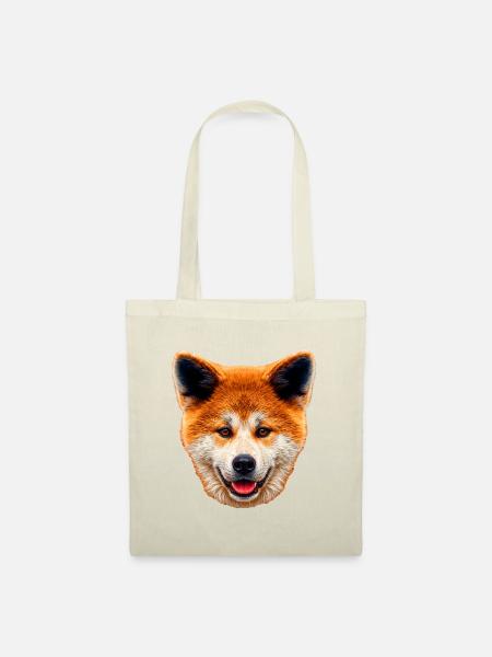 Akita Inu Hund Zeichnung Portrait Shirt - Stoffbeutel - Natur