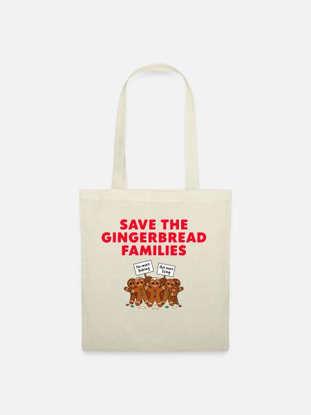 Save The Gingerbread Lustiges Weihnachts Motiv - Stoffbeutel - Natur