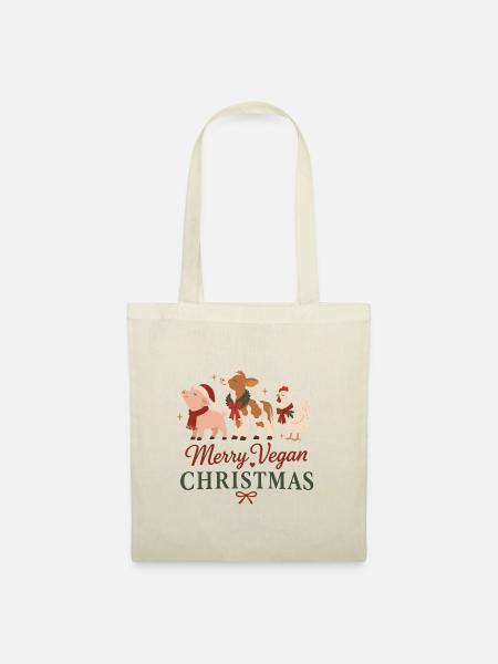 Merry Vegan Christmas - Stoffbeutel - Natur