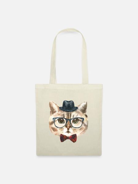 Nerd Katze - Stoffbeutel - Natur
