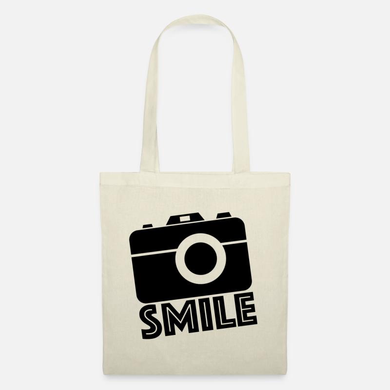 Smile, Kamera Youtube Instagram Facebook - Stoffbeutel - Natur