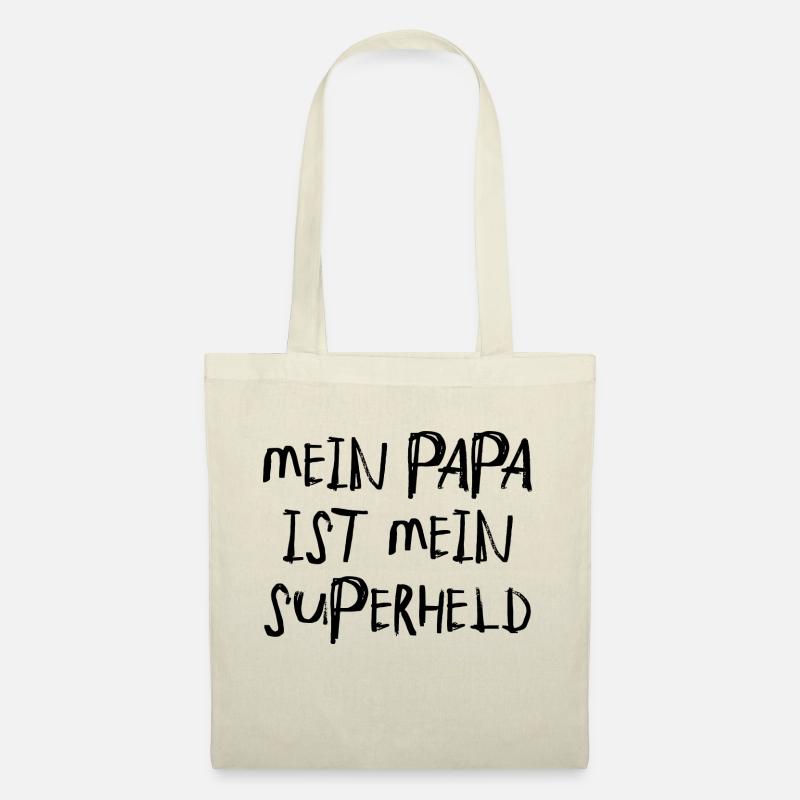 Papa ist mein Superheld Schrift Spruch - Stoffbeutel - Natur