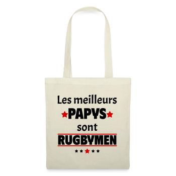 Les meilleurs papys sont rugbymen, cadeau noël - Sac en tissu - nature - Devant