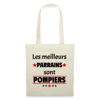 Les meilleurs parrains sont pompiers, cadeau noël - Sac en tissu - nature - Devant