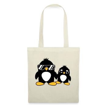 pingouin papa enfant bébé garçon père fils fille f - Sac en tissu - nature - Devant