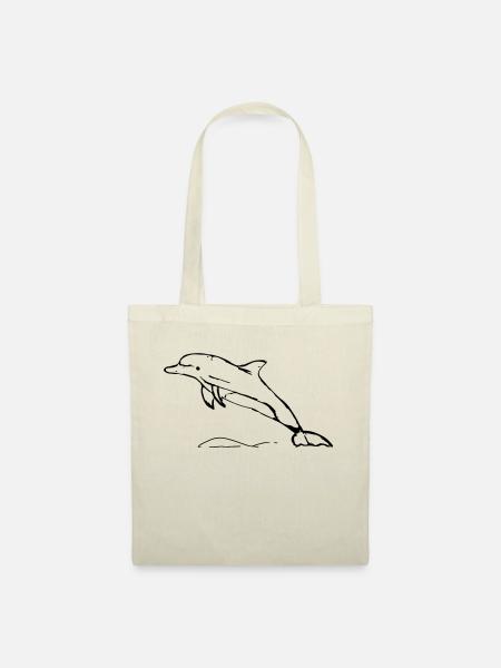 Springender Delphin Geschenk - Stoffbeutel - Natur