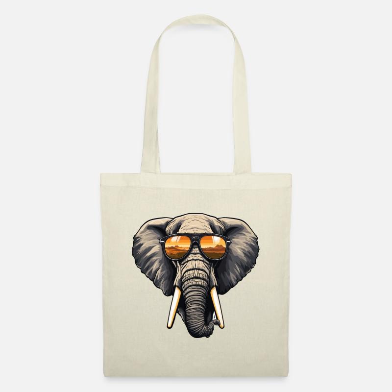 Elefant mit Sonnenbrille - Stoffbeutel - Natur