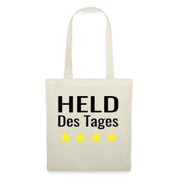 Arbeit Beruf Held des Tages Spruch Kollege - Stoffbeutel - Natur - Vorne