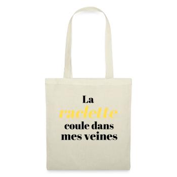 Tee-shirt drôle, La raclette coule dans mes veines - Sac en tissu - nature - Devant