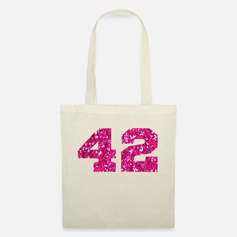 Nummer 42 Pink Glitter - 42. Geburtstag - Stoffbeutel - Natur