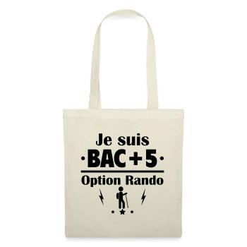 Bac+5 option rando, fête des pères, cadeau de noël - Sac en tissu - nature - Devant