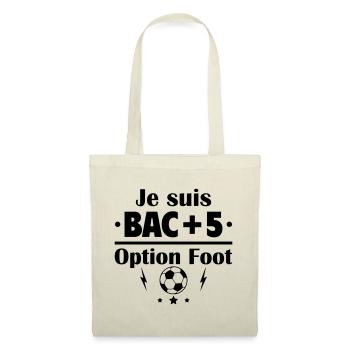 Bac+5 option foot , fête des pères, cadeau de noël - Sac en tissu - nature - Devant