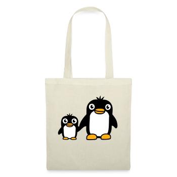 2 Penguins Dad Mom Child Baby Hands Holding Cute - Tote Bag - nature - Front