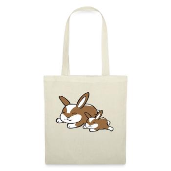2 bunnies sleeping dad mom child mother lying tired - Tote Bag - nature - Front