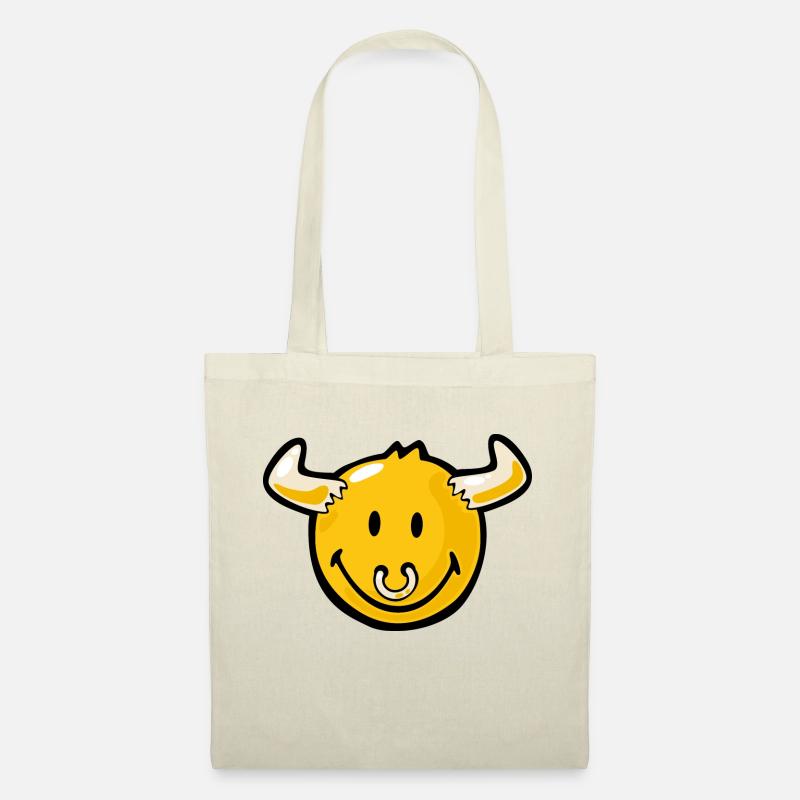 Smiley Bull - Stoffbeutel - Natur
