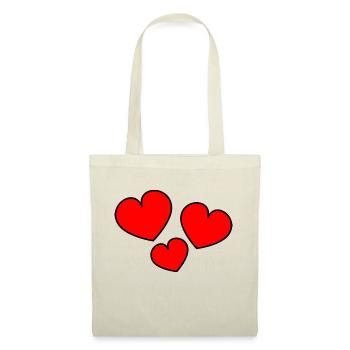 HERZ. HERZ. HEILIGER VALENTIN. LIEBE. LIEBE. WEIHNACHTEN - Stoffbeutel - Natur - Vorne