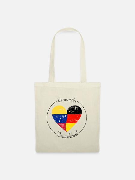 Venezuela und Deutschland Herz Logo - Stoffbeutel - Natur