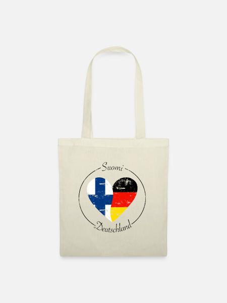 Suomi und Deutschland Herz Logo - Stoffbeutel - Natur