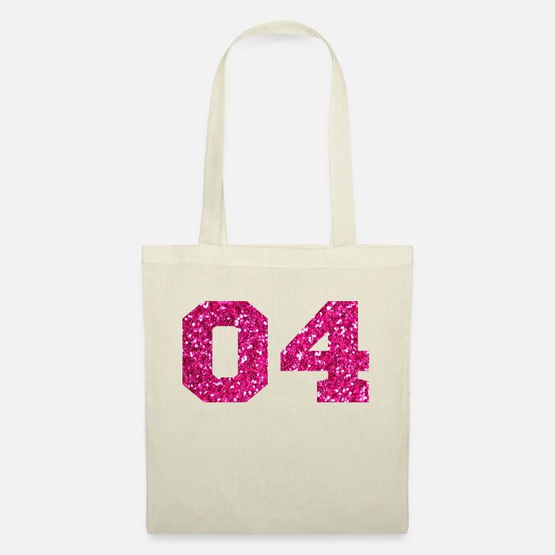 Nummer 4 Pink Glitter - 4. Jubiläum - Stoffbeutel - Natur