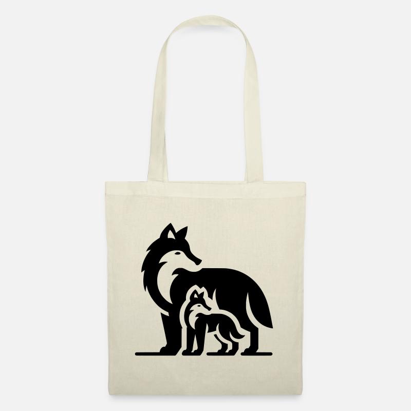 Wolf Wölfe Silhouette - Stoffbeutel - Natur