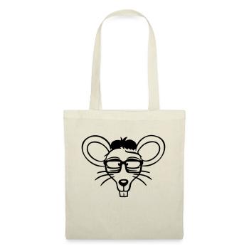 Maus Nerd Geek Hornbrille Schlau Intelligent Freak - Stoffbeutel - Natur - Vorne
