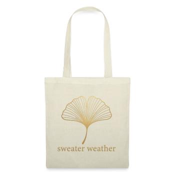 Ginkgo Gold Marmor – Edles Herbstblatt Geschenk - Stoffbeutel - Natur - Vorne