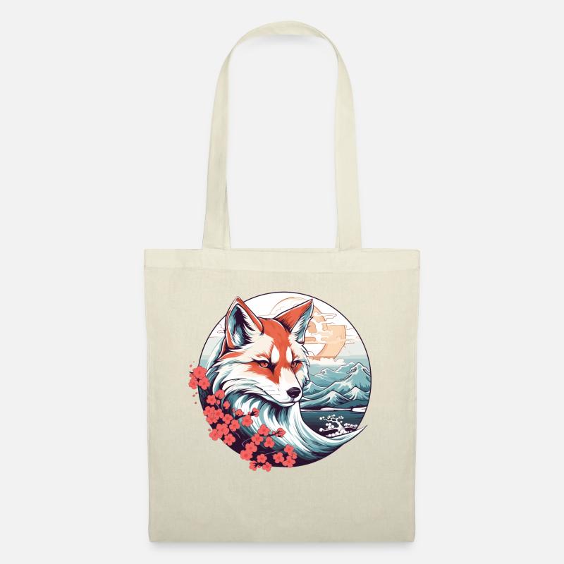 Anime Japan Kitsune Fuchs - Stoffbeutel - Natur