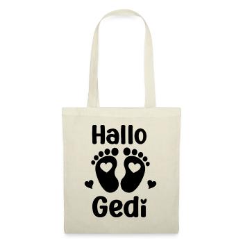 Hallo Gedi ich freue mich auf dich Patenonkel - Stoffbeutel - Natur - Vorne