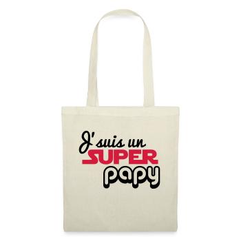 J'suis un super papy - grand-père - Sac en tissu - nature - Devant